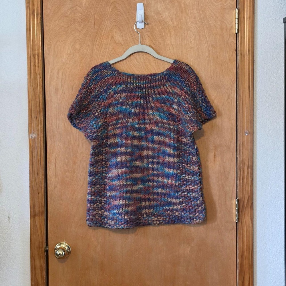 Handmade Artisan Multi-Color Chunky Knit Popover Vest Boho Medium Large
